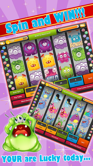 【免費遊戲App】A Monsters Slot Machine – FREE casino games for kids no deposit !!!-APP點子