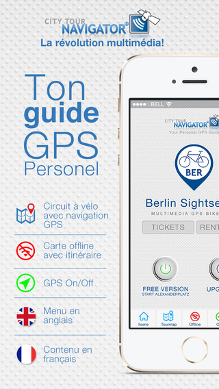 Berlin City Tour en vélo: GPS Multimedia Guide visites guidées berlin en français avec Audioguide et