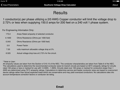 Southwire® Voltage Drop Calculator HD screenshot 2