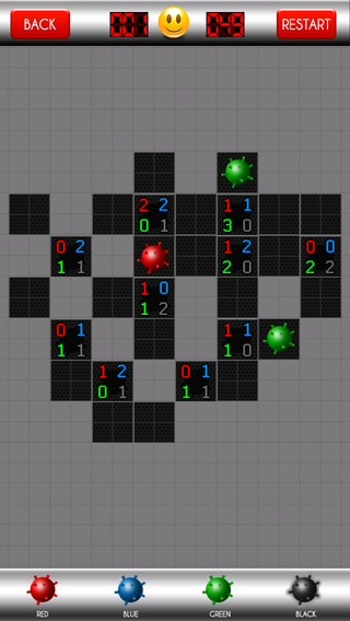 MineSweeper - 4 Colored Bombs Logic