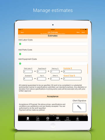 Job Estimate and Repair Order for iPad screenshot 2