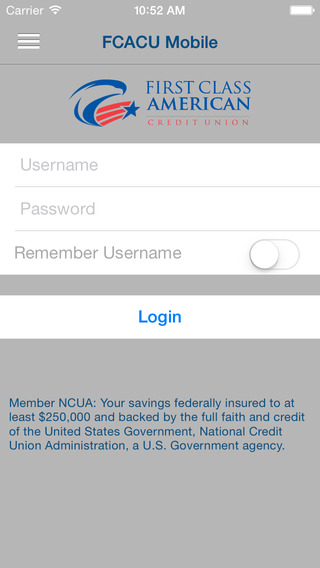 First Class American Credit Union Mobile App