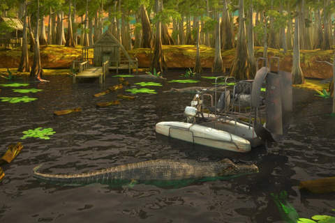 3D Swamp Boat Parking - Realistic Crocodile Simulator & Speedboat Driving Games screenshot 3