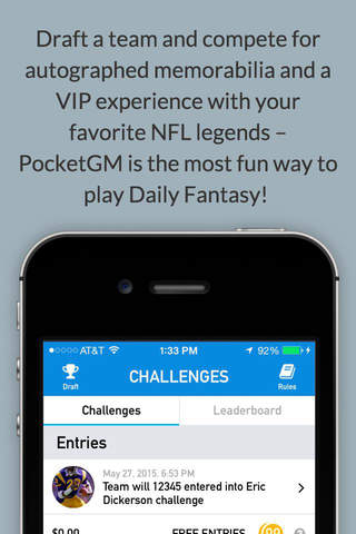 PocketGM Daily Fantasy Football - One Day Fantasy Sports Leagues screenshot 4