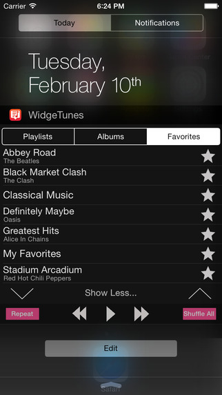 WidgeTunes - 在通知中心播放歌曲列表[iOS]丨反斗限免