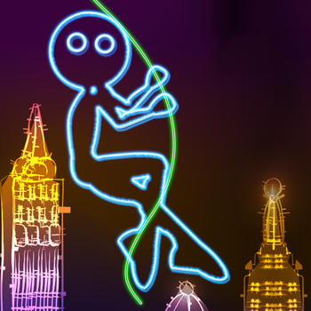 Neon City Swing-ing: Super-fly Glow-ing Rag-Doll with a Rope LOGO-APP點子