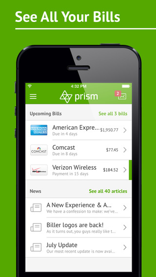 Prism Bill Pay formerly Mobilligy : pay bills for free check bank card account balances