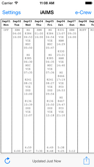 iAIMS Crew Roster Viewer