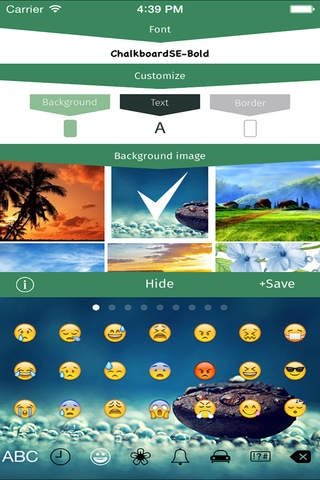 Custom Keyboard for iOS 8 -  Pimp your font , color & background + emoji FREE HD screenshot 2