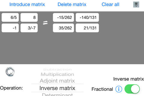Matrix math calculator screenshot 2
