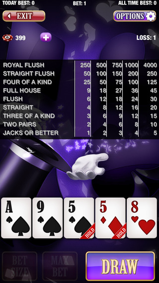 【免費遊戲App】Video Poker Magic - Jacks or Better, Aces & Faces, All American, Double Double Bonus, Acey Deucey-APP點子