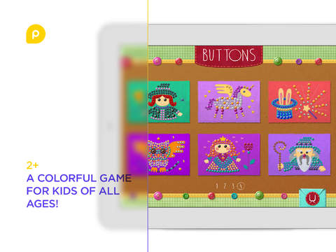 Mini-U: Buttons. Creative mosaic board game for kids with hundreds of buttons