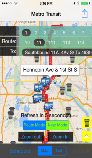 Minneapolis Saint Paul Metro Transit Instant Route Stops Finder and Bus Tracker + Street View + Near