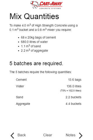 Cart Away Concrete Mixing Calculator screenshot 3