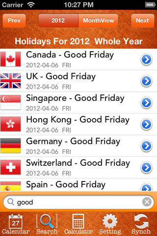 World Calendar - Public Holiday & Culture Event - Free screenshot 2