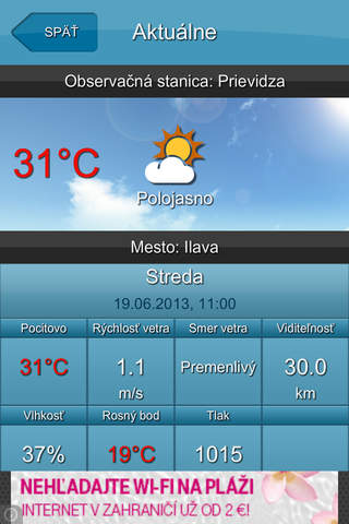 iMeteo.sk Počasie Lite screenshot 2