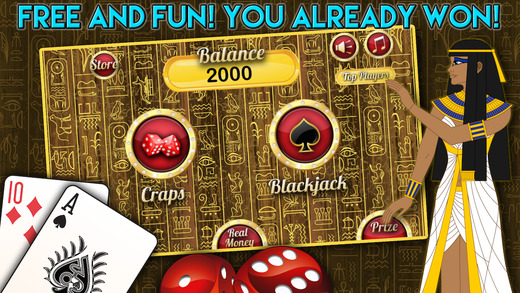 Blackjack Blitz of Pharaohs with Rich Gold Craps Craze and Big Prize Wheel