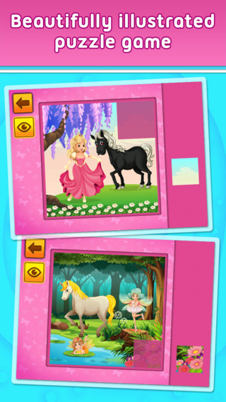 Ponies and Princess - puzzle game for little girls and preschool kids - Free