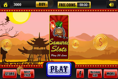 Ancient Samurai Bonanza Slots Jackpot - Party Casino Wild Slot Machine Game Free screenshot 4