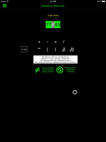 【免費遊戲App】43=57 Solve Equations-APP點子