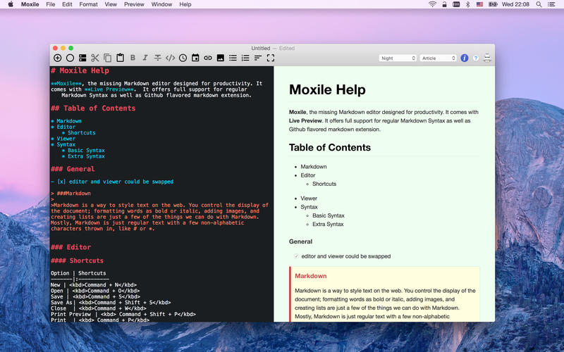 Moxile - Markdown 编辑器[OS X][￥68→0]丨反斗限免