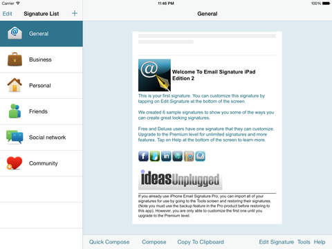 Email Signature iPad Edition