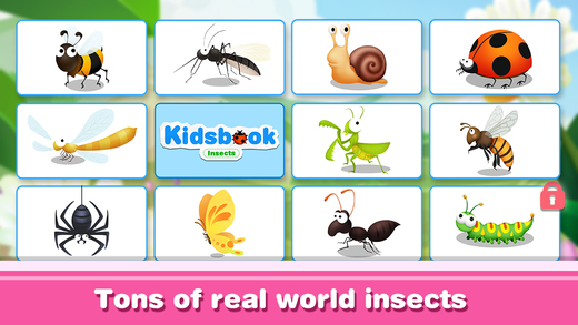 KidsBook: Insects - Interactive HD Flash Card Game Design for Kids