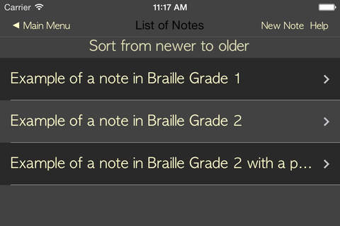 iBrailler Notes screenshot 2