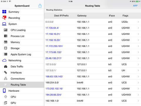 【免費工具App】System Guard - network, data traffic, routing table, memory, disk, battery, system monitor-APP點子