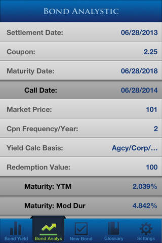 Bond Analytics Advanced  YTM, YTC screenshot 2