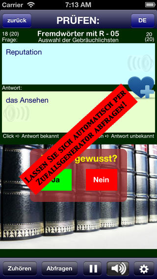 【免費遊戲App】Fremdwörter Wortschatz pflegen und erweitern, ganz einfach durch Zuhören, sich abfragen und überprüfen-APP點子