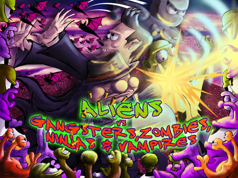 【免費遊戲App】Alien Versus Gangster, Vampire, Zombie and Ninja - Race Against Time to Save the Human Race-APP點子