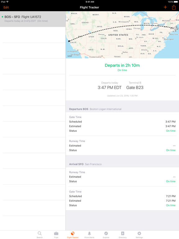 Screenshots of KAYAK for iPad