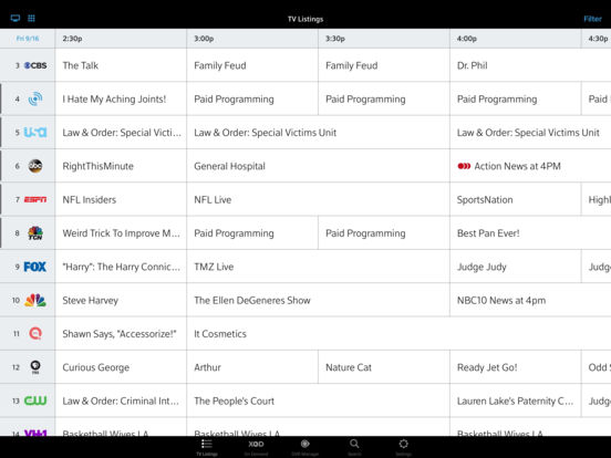 Screenshots of XFINITY TV Remote for iPad