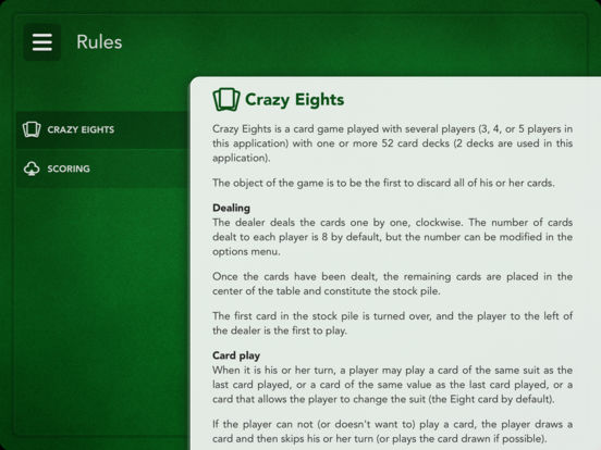 What are the rules for the card game Crazy Eights?