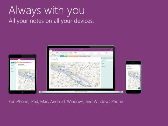 Screenshots of Microsoft OneNote for iPad