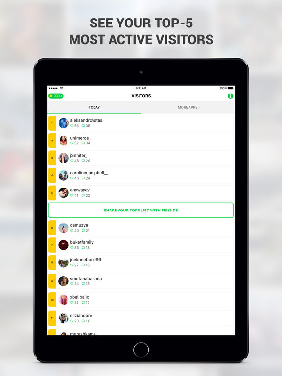 Screenshots of Who Cares About Me Most for Instagram - My Visitors And Followers Analysis Tool for iPad