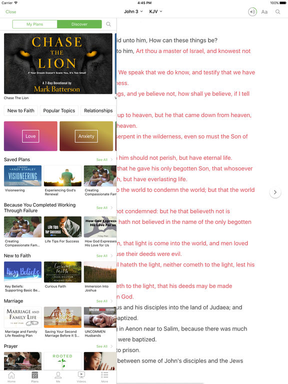 Screenshots of Bible for iPad