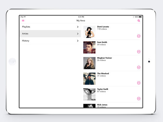 Screenshots of Vevo - Watch HD Music Videos for iPad