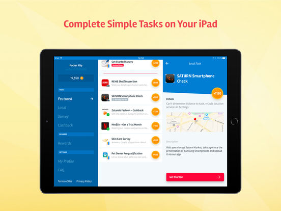 Screenshots of PocketFlip - Gift Cards & Cash For Apps Rewards for iPad