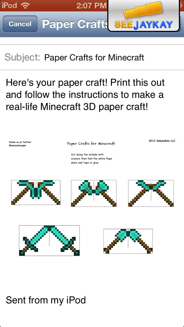 Minecraft Papercraft Studio, An iOS App For Printing Papercraft 'Minecraft'  Characters and Creatures