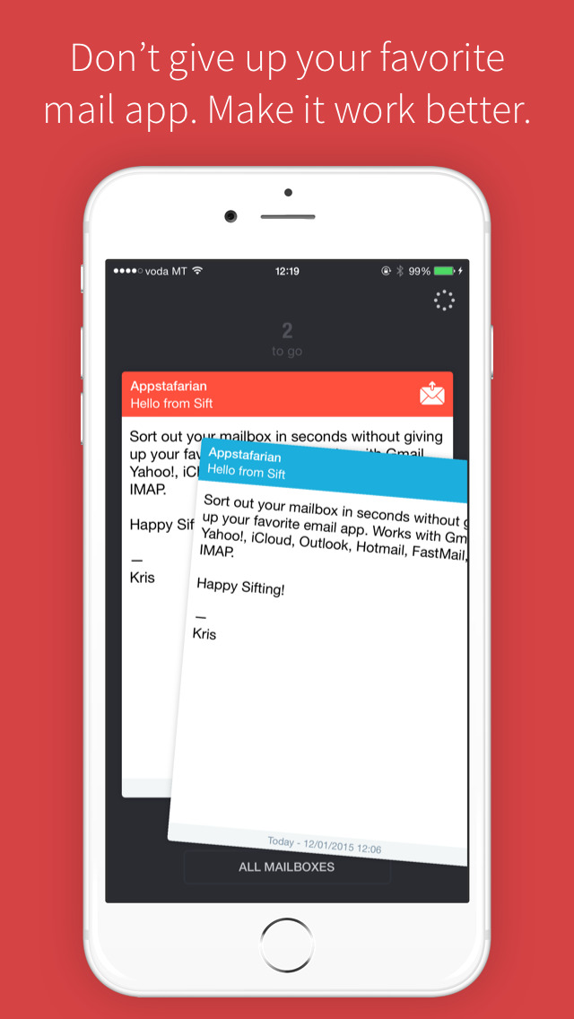 Sift Lite - Gesture based email triage for all your mailboxes screenshot 1