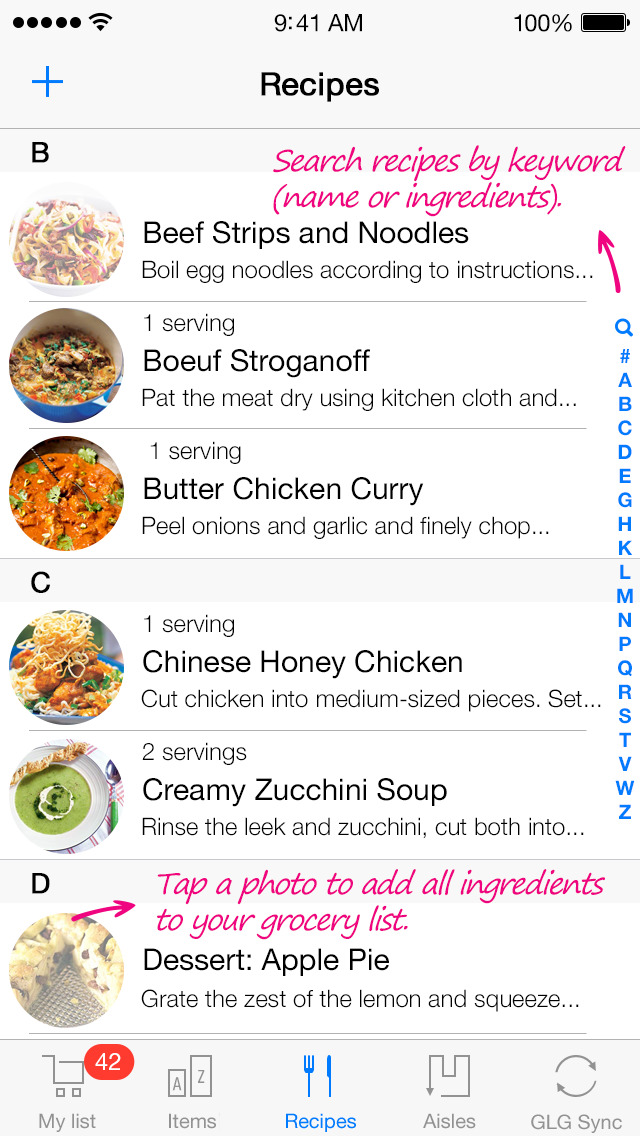 Grocery List Generator - Create shopping lists and store all your recipes. screenshot 4
