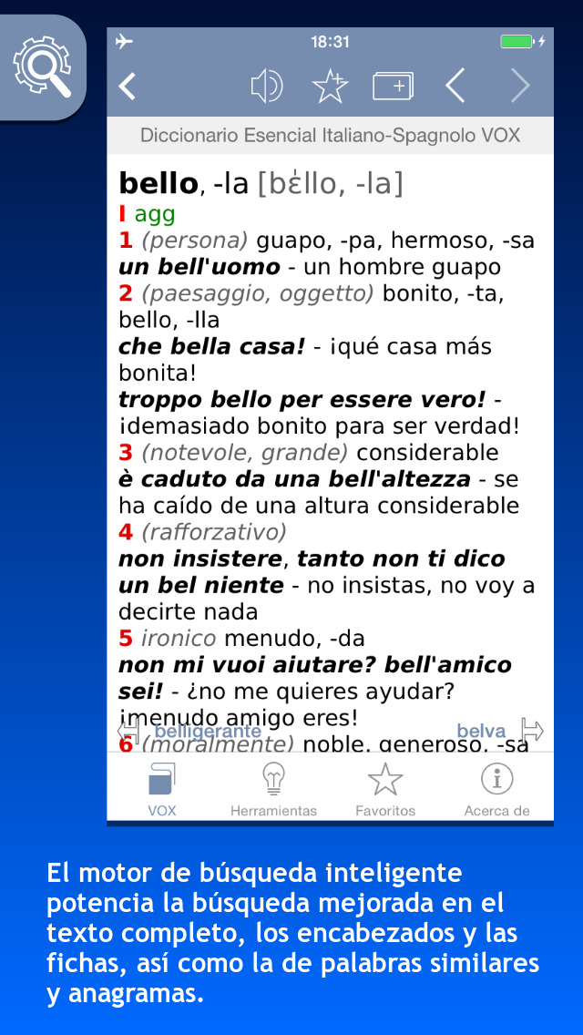 Diccionario Esencial Español-Italiano/Italiano-Spagnolo VOX screenshot 1
