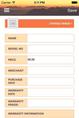 Warranty App - náhled