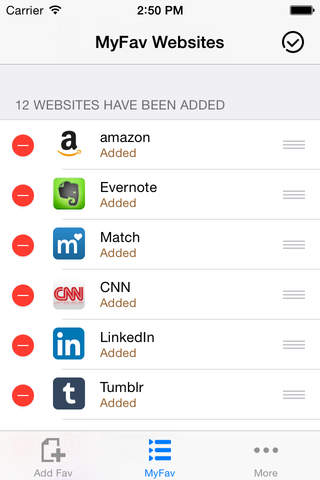 MyFav Website Widget - launch my browser bookmarks - náhled