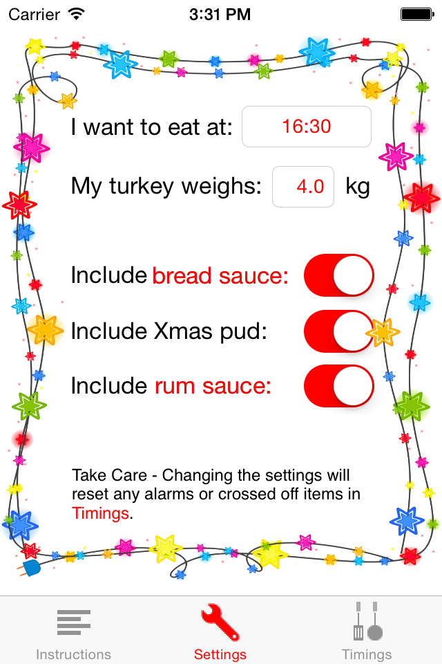 christmas dinner timings