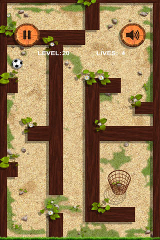 Ball and basket. Football and walls. Find the path - náhled