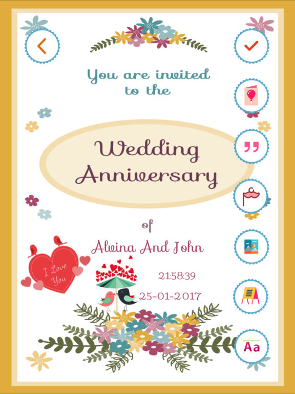 Lovely 15 Anniversary Invitation Card App