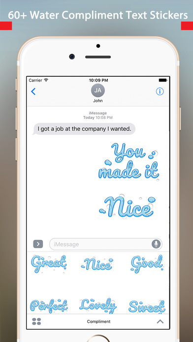 Compliment - Cool Water Text Stickers screenshot 3